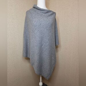 Gray 100% Cashmere Asymmetrical Lightweight Poncho Cape Wrap